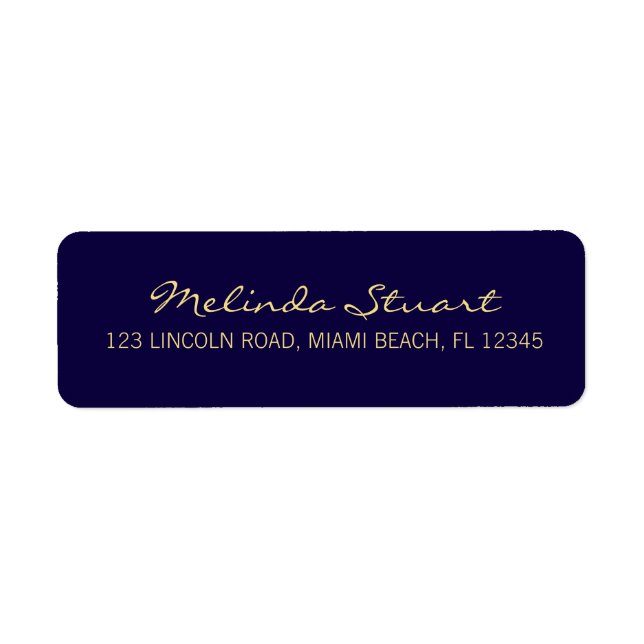 Professional Simple Modern Navy Blue and Gold Label (Front)