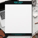 Professional Simple Modern Neon Blue Letterhead<br><div class="desc">Minimalist Clean Black Soli Color Background and Neon Blue modern font Letterhead. Personalize for your custom use.
Classic Design | Elegant Product | Trendy Colors | Stylish and Fashion | Professional Business Design</div>