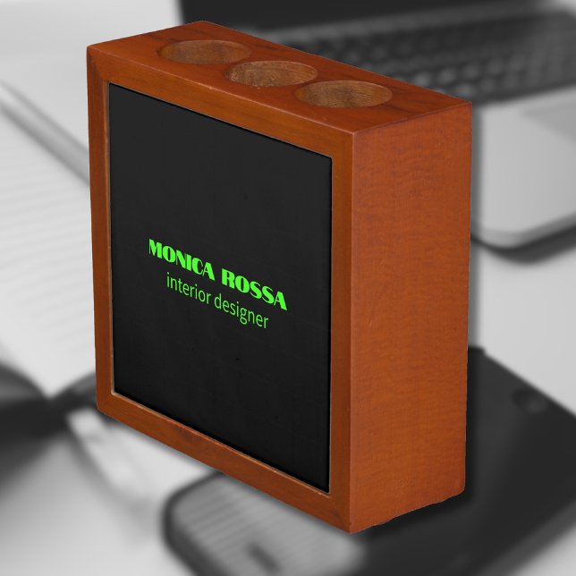 Professional Simple Modern Neon Green Black Desk Organizer (Creator Uploaded)
