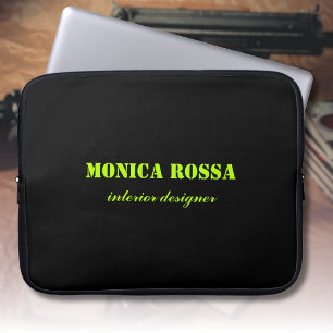Professional Simple Modern Neon Lime Black Laptop Sleeve