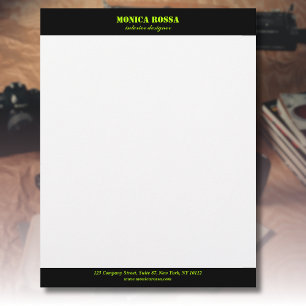 Professional Simple Modern Neon Lime Letterhead