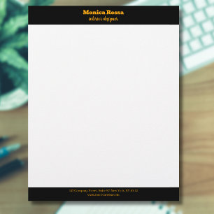 Professional Simple Modern Neon Orange Letterhead