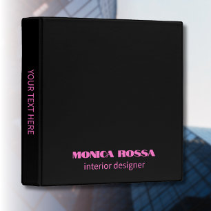 Professional Simple Modern Neon Pink Black 3 Ring Binder