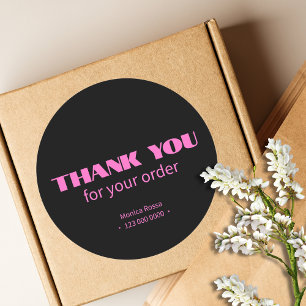 Professional Simple Modern Neon Pink Black Classic Round Sticker