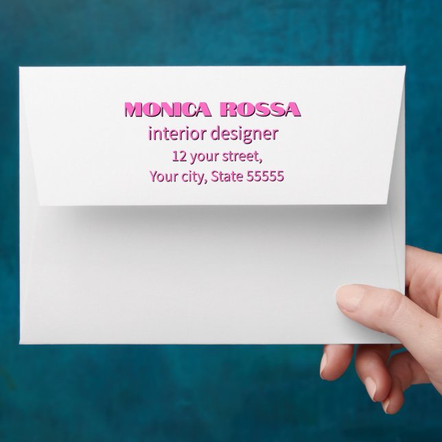 Professional Simple Modern Neon Pink Black Envelope (Hand)