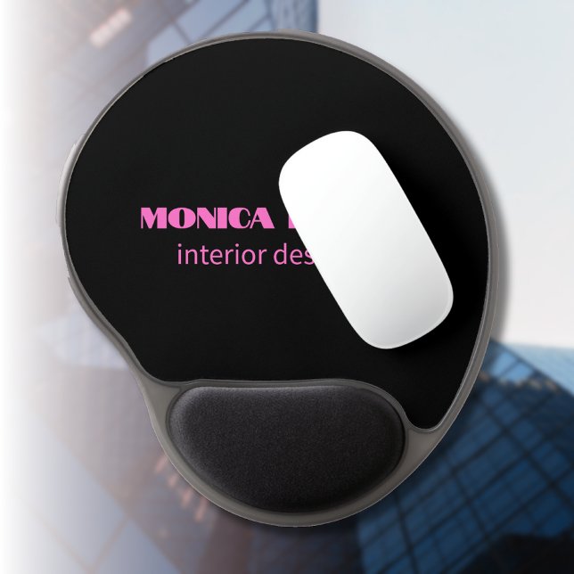 Professional Simple Modern Neon Pink Black Gel Mouse Pad (Creator Uploaded)