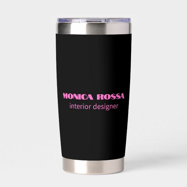 Professional Simple Modern Neon Pink Black Insulated Tumbler (Front)