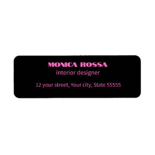 Professional Simple Modern Neon Pink Black Label