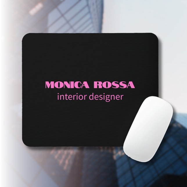 Professional Simple Modern Neon Pink Black Mouse Pad (Creator Uploaded)