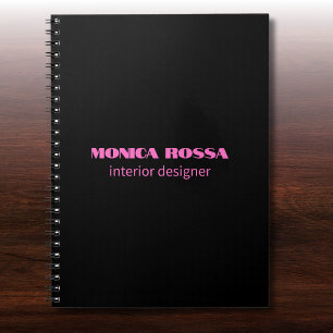 Professional Simple Modern Neon Pink Black Notebook