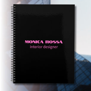 Professional Simple Modern Neon Pink Black Planner