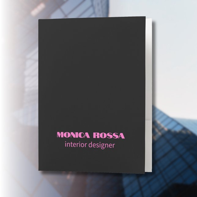 Professional Simple Modern Neon Pink Black Pocket Folder (Creator Uploaded)