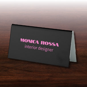 Professional Simple Modern Neon Pink Black Table Tent