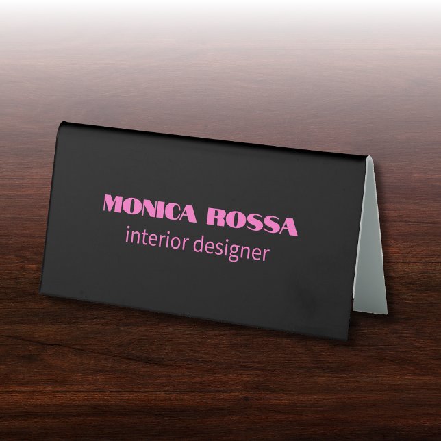 Professional Simple Modern Neon Pink Black Table Tent (Creator Uploaded)