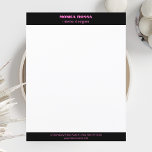 Professional Simple Modern Neon Pink Letterhead<br><div class="desc">Minimalist Clean Black Soli Color Background and Neon Pink modern font Letterhead. Personalize for your custom use.
Classic Design | Elegant Product | Trendy Colors | Stylish and Fashion | Professional Business Design</div>