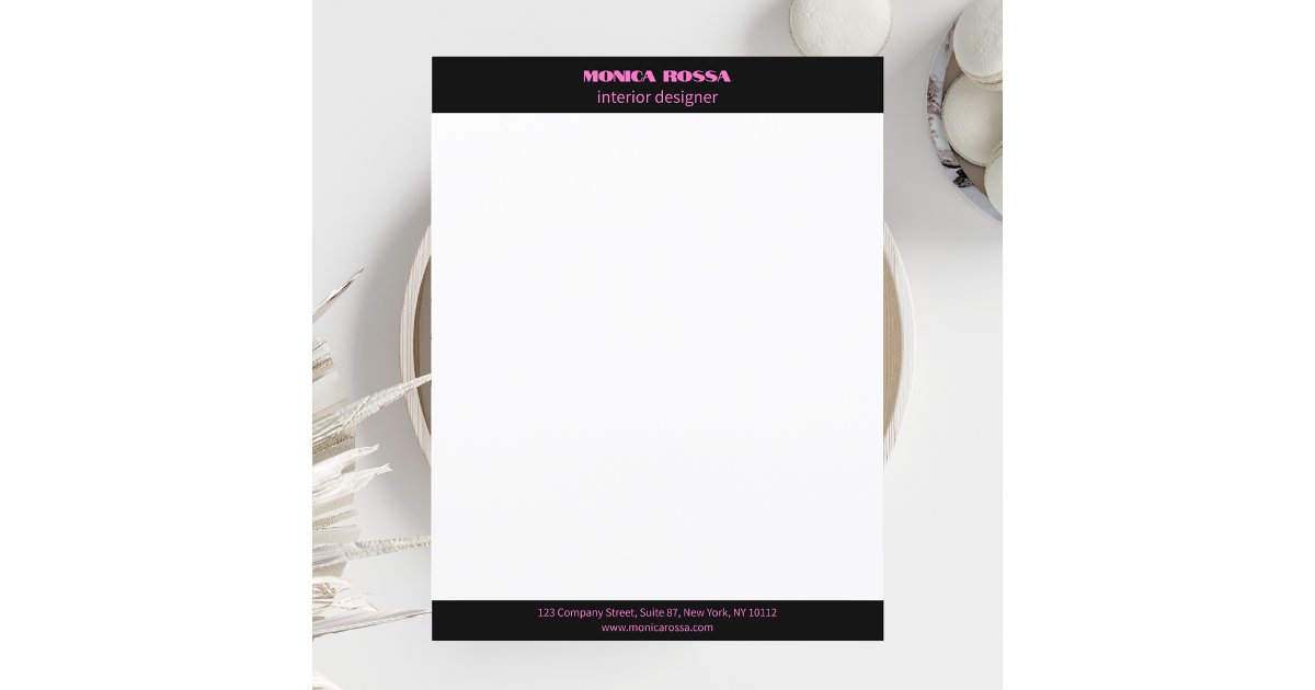 Professional Simple Modern Neon Pink Letterhead | Zazzle