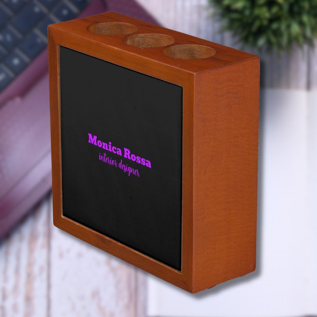 Professional Simple Modern Neon Purple Black Desk Organizer (Creator Uploaded)