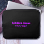 Professional Simple Modern Neon Purple Black Laptop Sleeve<br><div class="desc">Minimalist Clean Black Soli Color Background and Neon Purple modern font laptop sleeve. Personalize for your custom use. Click on the "Customize It" button to change the background color,  font styles and font color.
Classic Design | Elegant Product | Trendy Colors | Stylish and Fashion | Professional Business Design</div>