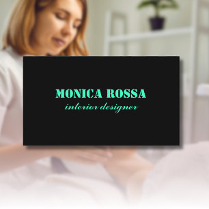 Professional Simple Modern Neon Teal Black Business Card