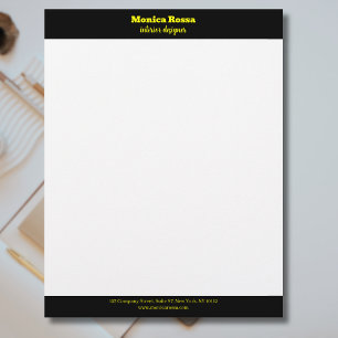 Professional Simple Modern Neon Yellow Letterhead