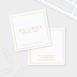 Professional Simple Modern White and Gold Square Business Card