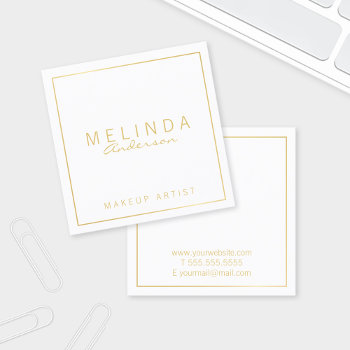 Professional Simple Modern White And Gold Square Business Card by manadesignco at Zazzle