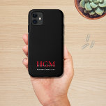 Professional Simple Monogram Logo Black Red iPhone 11 Case<br><div class="desc">Professional and simple red 3 initial monogram on black. Personalized and customized with business and or person’s name in white typography and shadow for depth, contrast and increased legibility. Versatile design, easy to customize for any type of business, profession or industry, by simply adding your professional title, type of business...</div>