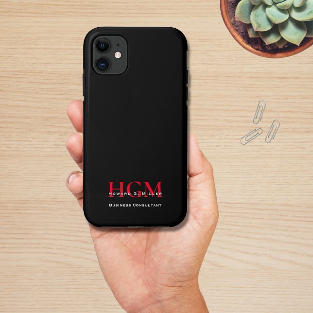 Professional Simple Monogram Logo Black Red Case-Mate iPhone Case (Creator Uploaded)