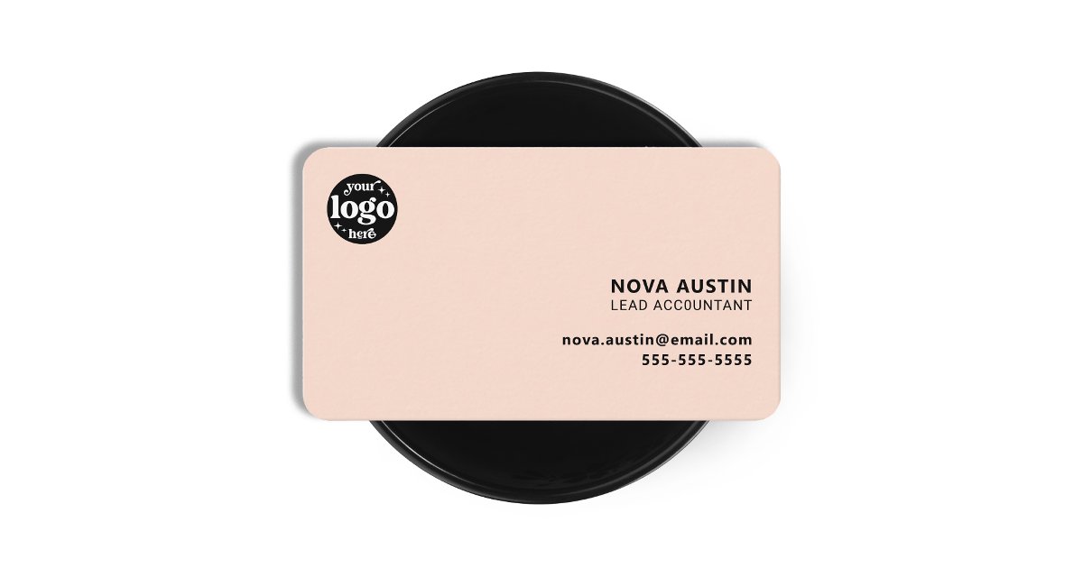 Professional Simple Pink Minimal Design With Logo Business Card | Zazzle