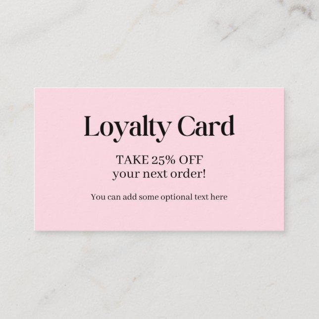 Professional Simple Pinks Loyalty Business Card (Back)
