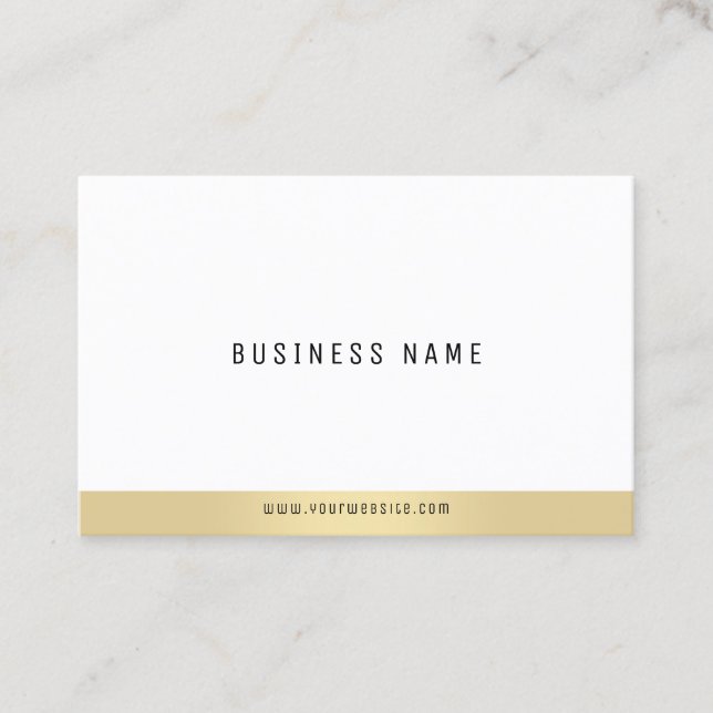 Professional Simple Plain Elegant Gold White Chic Business Card (Front)