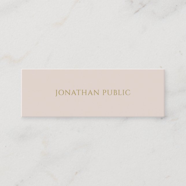 Professional Simple Plain Gold Text Elegant Modern Mini Business Card (Front)