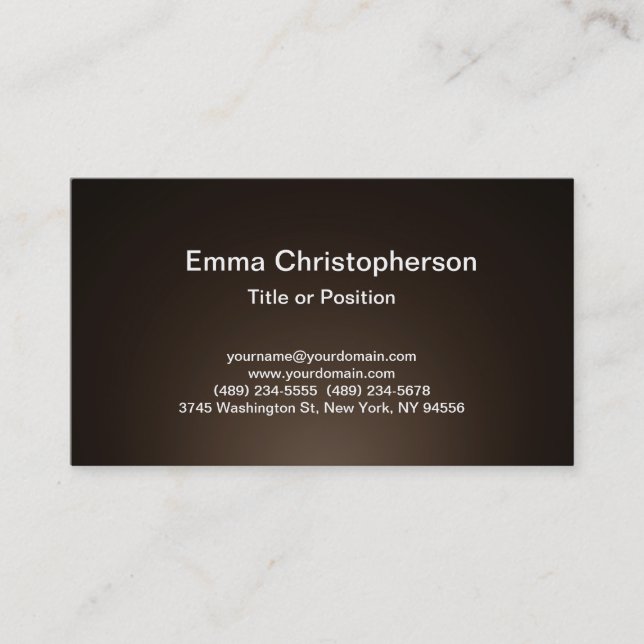 Professional Simple Plain Modern Sepia Brown Business Card (Front)