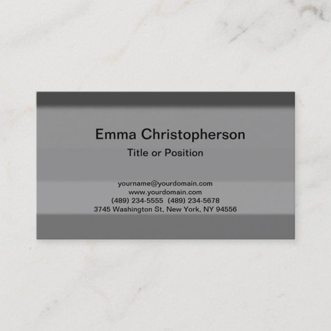 Professional Simple Plain Modern Stylish Grey Business Card (Front)