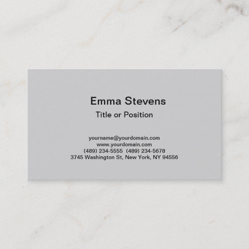 Professional Simple Plain Modern Stylish Grey Business Card