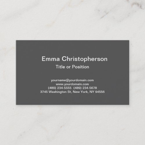 Professional Simple Plain Modern Stylish Grey Business Card