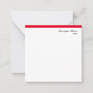 Professional Simple Plain Real Estate Red White Note Card