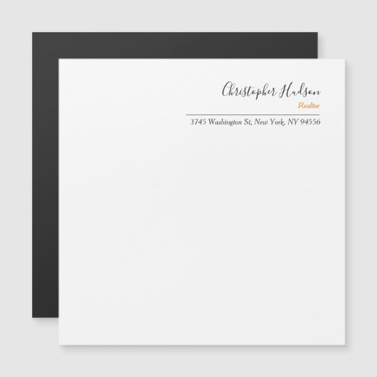 Professional Simple Plain Realtor Magnetic Card (Front/Back)