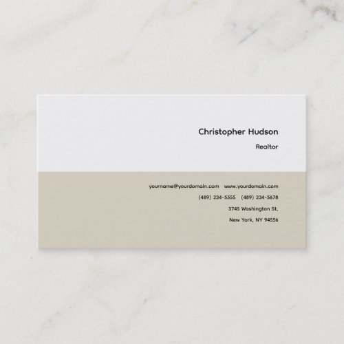 Professional Simple Plain Realtor Real Estate Business Card