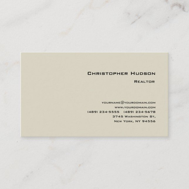 Professional Simple Plain Realtor Real Estate Business Card (Front)