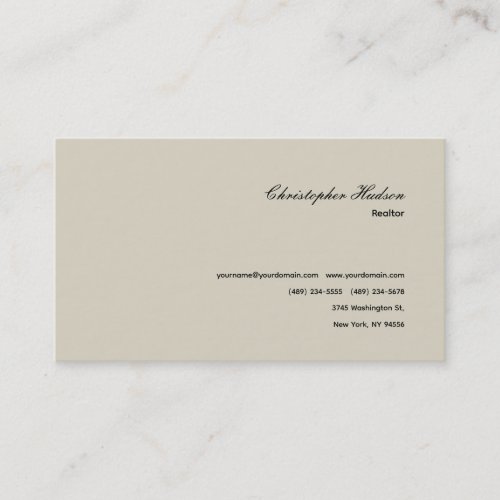 Professional Simple Plain Realtor Real Estate Business Card