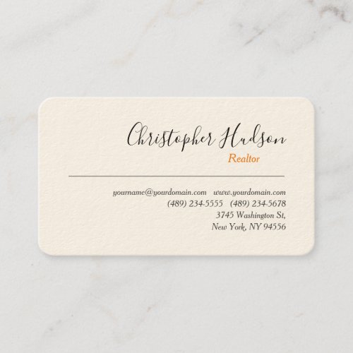 Professional Simple Plain Realtor Real Estate Business Card