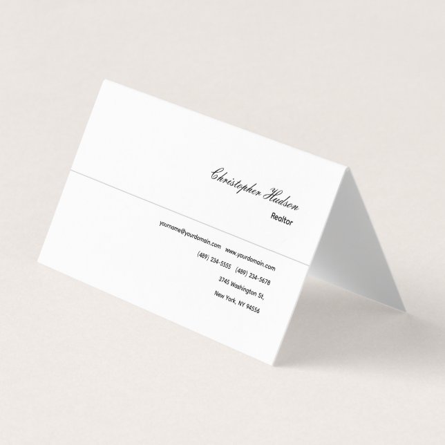 Professional Simple Plain Realtor Real Estate Business Card (Front)