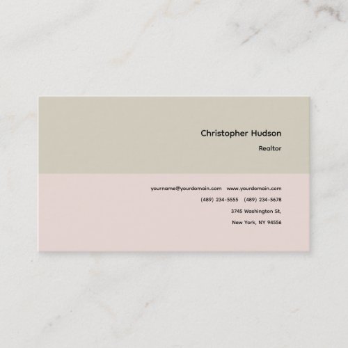 Professional Simple Plain Realtor Real Estate Business Card