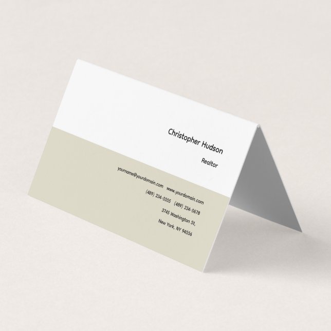 Professional Simple Plain Realtor Real Estate Business Card (Front)