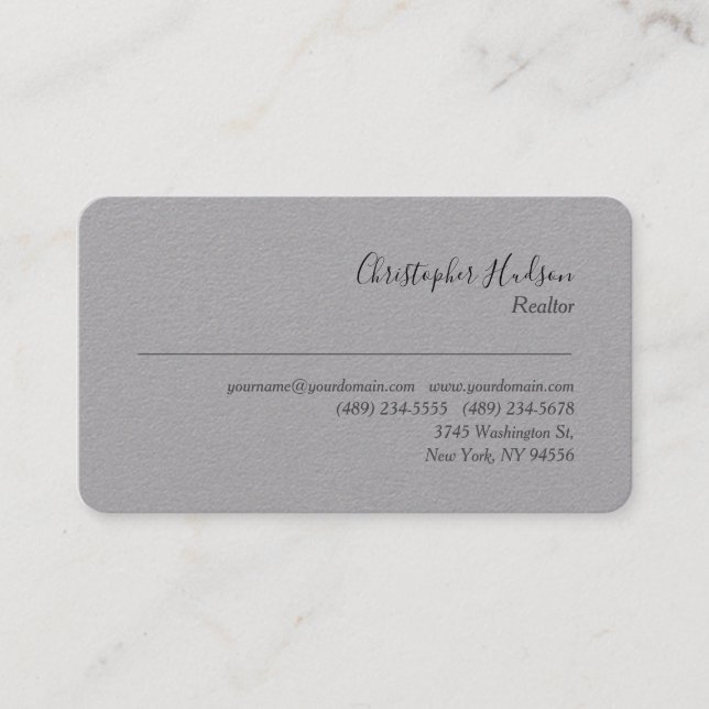 Professional Simple Plain Realtor Real Estate Business Card (Front)