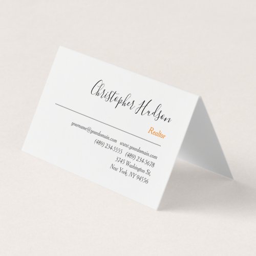 Professional Simple Plain Realtor Real Estate Business Card