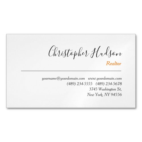 Professional Simple Plain Realtor Real Estate Business Card Magnet