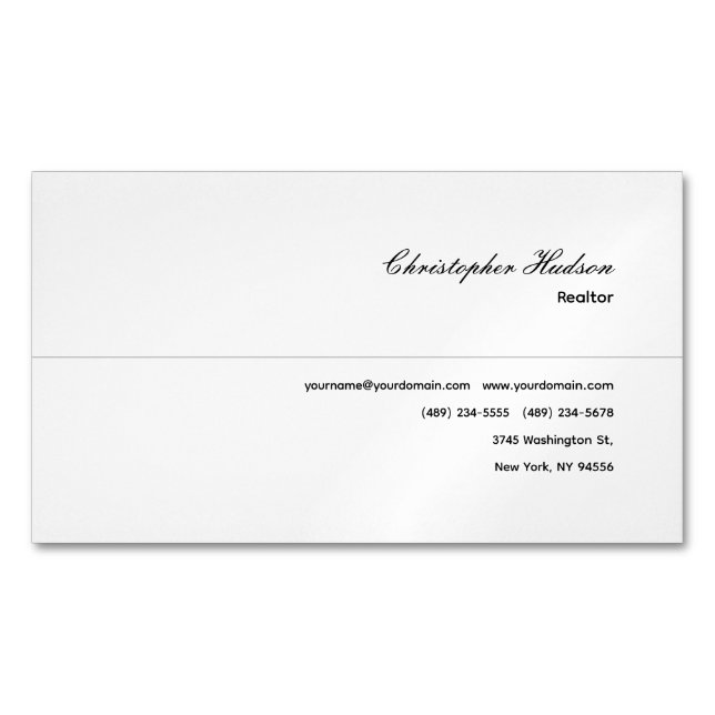 Professional Simple Plain Realtor Real Estate Business Card Magnet (Front)