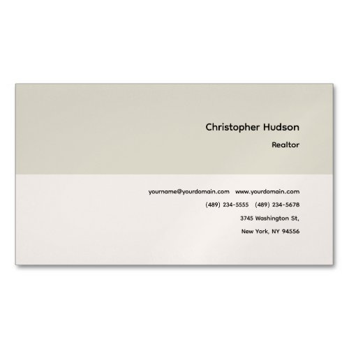 Professional Simple Plain Realtor Real Estate Business Card Magnet